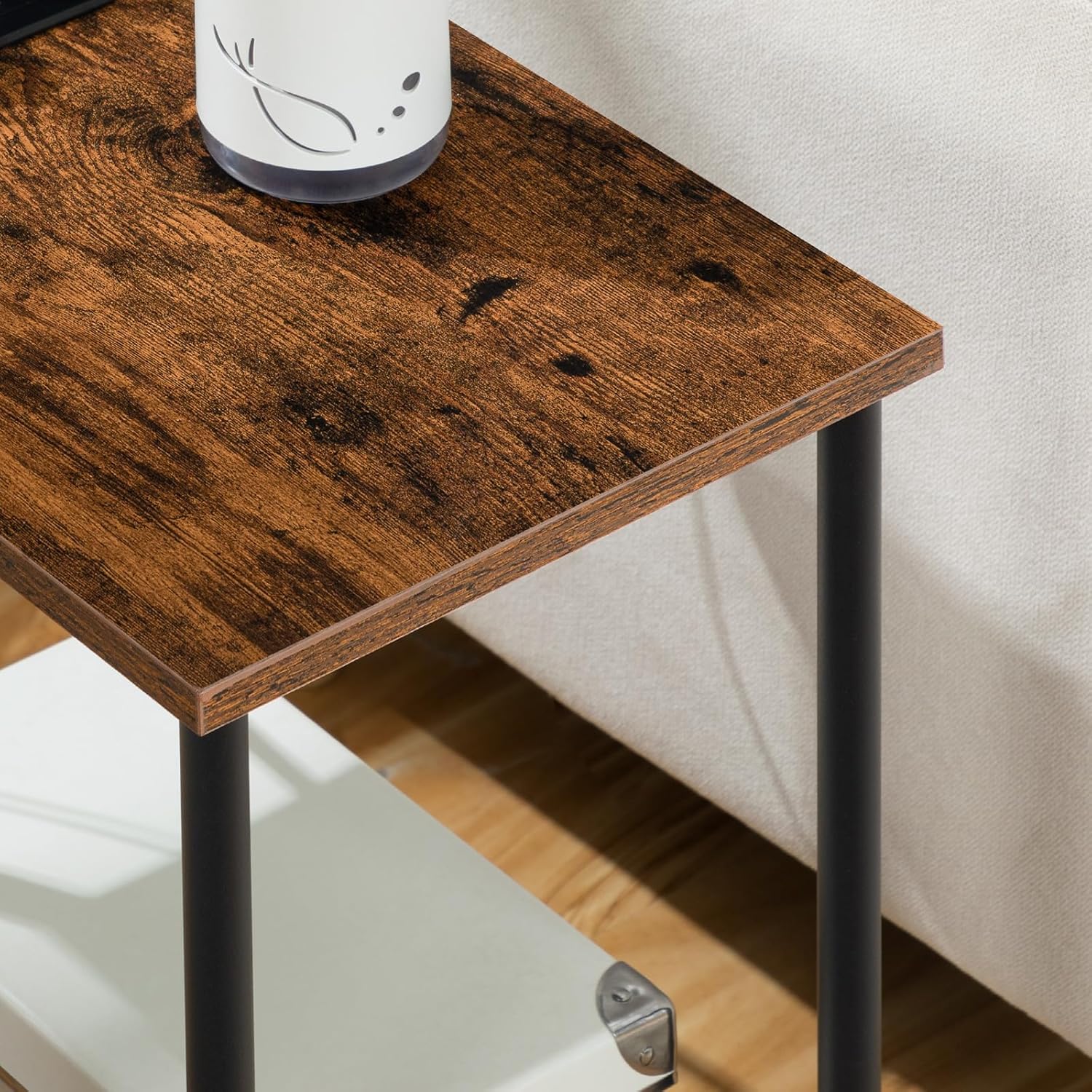 HOOBRO Side Table with Charging Station, Set of 2 End Tables with USB Port and Outlets, Nightstand with 2-Layer Storage Shelves for Small Spaces, Living Room, Bedroom, Rustic Brown BF09UBZP201