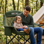Overmont Oversized XL Camping Chair for Adults - 500lbs Support Heavy-Duty Padded Folding Chair with Side Pocket Cup Holder Cooling Bag for Outdoor Sports Garden Beach Fishing Lawn Green