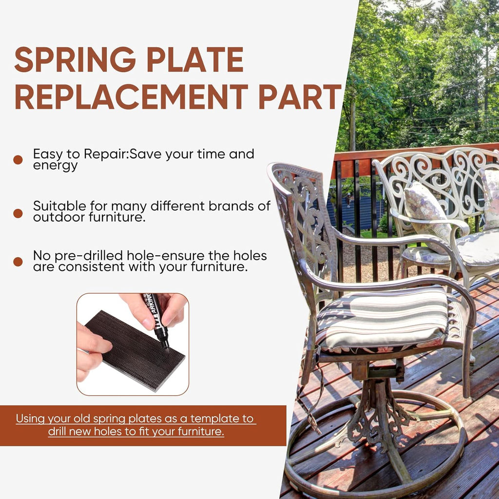 Tondiamo Patio Chair Spring Plates Black Swivel Rocker Fiberglass Spring Plates Replacement Parts for Universal Outdoor Patio Furniture, 5 x 2.5 x 0.25 Inch(Black,10 Pieces)