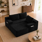 Couch Comfy Sectional Couches for Living Room,U Shaped Modular Cloud Couch Sofa, Minimalist Modular Sectional Sofa with Deep Seat (Black, 96" L Shaped with Right Facing Chaise)