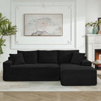 95" L-Shaped Cloud Sectional Couch, Right Facing Modular Compressed Sectional Sofa with Chaise Lounge, Plush Corduroy Corner Sofa for Living Room