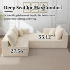 118" U-Shaped Modular Sectional Sofa Set,Soft Corduroy Cloud Couch with Chaise & Ottoman,Deep Seat Couches for Living Room,No-Assembly - Beige (Left Facing Chaise)