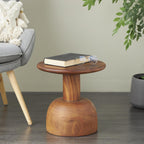 Deco 79 Wood Handmade Side End Accent Table End Table with Rounded Block Base, Side Table 16" x 16" x 16", Brown