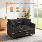 Loveseat Sofa Cloud Sofa Couch 50'', Modern Loveseats 2 Seat Couch 27" Deep Seat with 2 Pillows for Small Spaces Apartment Studio Office Bedroom Living Room 8834-BLACK-1