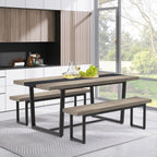 STHOUYN 59” Dining Bench Pair of 2 for 6-8 Person, Farmhouse Indoor Kitchen Table Benches, Bed Bench, Industrial Shoe Bench (Grey 2pcs)