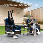 PIZZELLO Outdoor Swivel Rocker Chairs 3 Pieces Wicker Swivel Patio Chair with Rattan Side Table, 5" Extra Thick Cushions and 25" Full Support Back, Patio Furniture Set for Outside Porch Deck