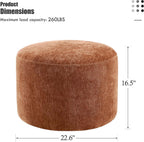 Flouki Pouf Ottoman Footrest, Foot Stools, Modern Round Upholstered Ottomans, Ottomans Pouffe, for Living Room, Bedroom, Entryway, Dorm, Selected Fabric (Orange-Brown, Set of 2)