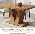 Tribesigns 47-Inch Dining Table for 4, Walnut Brown Kitchen Dinner Table with Heavy Duty Pedestal, Farmhouse Wooden Eating Table for Home, Dining Room, Small Space