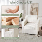 Swivel Accent Chair Set of 2, Fabric Upholstered Arm Chair for Living Room, Modern Club Armchair Comfy Single Sofa Bedroom Reading Seat with Lumbar Pillow - Pinstripe Light Brown