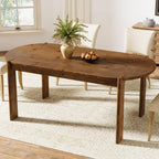 63" Solid Wood Oval Dining Table, Farmhouse Wooden Kitchen Table for 4-6, Rustic Dinner Table for Dining Room, Living Room, Apartment, Brown