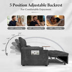 Dreamzie 65'' Convertible Sleeper Sofa Bed with Swivel Side Table, Chenille Pull Out Couch for Living Room, Loveseat Sleeper Couch with Hidden Storage Space | Charging Port | Cup Holders, Grey
