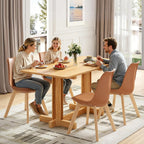 VECELO Dining Chairs Set of 4, Mid-Century Modern Kitchen & Dining Room Chairs, PU Leather Upholstered Seat, Solid Wood Legs, Armless, Non-Slip Feet, Orange