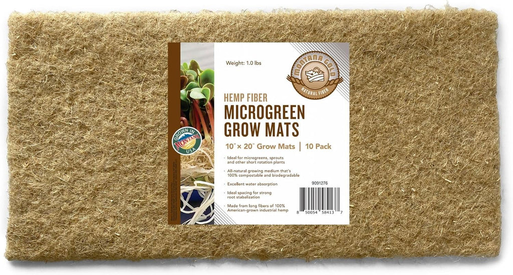 All-Natural Hemp Mat for Growing Microgreens 10" x 20" – Water Retention, High Germination, Ideal for Microgreens, Sprouts & Wheatgrass – Premium Hemp Fiber Grow Pads for Optimal Plant Health(10 Pack)