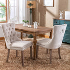 Bellemave Modern Upholstered Dining Chairs Set of 2, 2 Velvet Kitchen Dining Room Chairs with Nailhead Trim for for Living Room, Bedroom,(Beige, Wood Legs)
