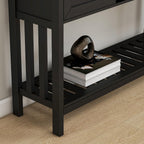 Entryway Table, Console Table, Sofa Table with 2-Door and Shelf, Black | Entryway Cabinet and Sideboard Cabinet with Large Storage Space for Daily Use in Hallway, Foyer, Living Room