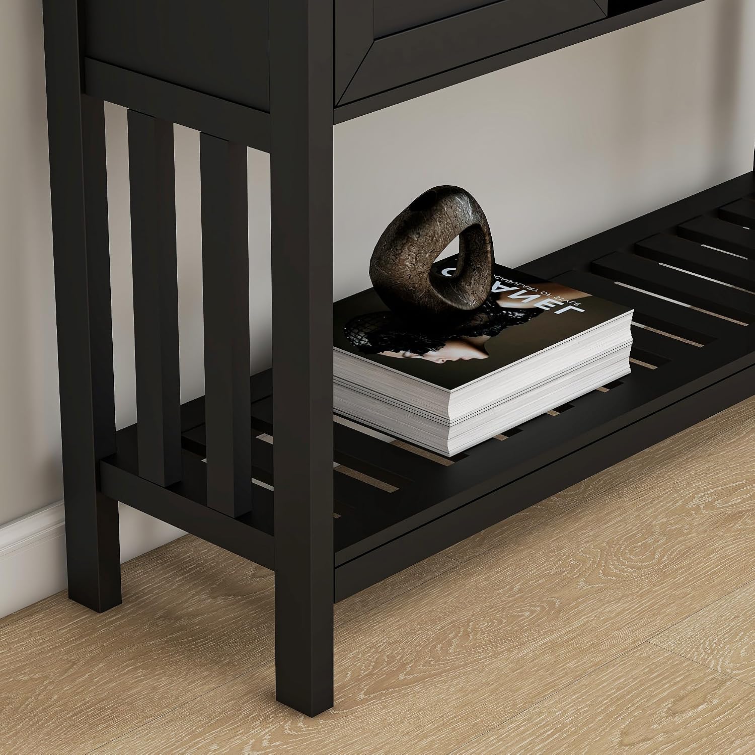 Entryway Table, Console Table, Sofa Table with 2-Door and Shelf, Black | Entryway Cabinet and Sideboard Cabinet with Large Storage Space for Daily Use in Hallway, Foyer, Living Room
