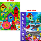 2 pieces spring summer bird garden flag welcome flag, vertical double-sided small yard flag 12 x 18 inches for outdoor family seasonal farmhouse yard lawn outdoor decoration