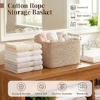 OIASKET 4Packs Natural Cotton Rope Storage Baskets for Organizing Toys, Clothes, Towels & Books, Soft Versatile Organizers for Shelves, Home Decorative Bins, 13''Lx9''Wx7.8''H, Brown
