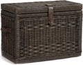 The Basket Lady Wicker Storage Trunk, M, Walnut Brown - fully assembled | Outside: 24" L x 13" W x 18" H | Inside: 22"L x 11"W x 15"H - Fabric lined. Handcrafted by artisans from natural rattan