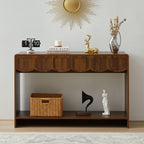 ORRD Console Table with Drawers, Mid-Century 43 Inches Narrow Entryway Tables with Open Storage Shelves, Hallway Accent Tables Behind Couch Table for Living Room - Walnut