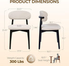 Wooden Dining Chairs Set of 4, Modern Farmhouse Fabric Upholstered Kitchen Chairs with Curve Back, Mid-Century Dining Room Chairs for Living Room Kitchen Vanity Restaurant Cafe with Black Legs, Beige