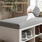 Shoe Storage Bench with Cushion Shoe Rack for Entryway 16 Cubby Multifunctional Organizer Bench Entryway with Soft Sponge Cushion for Hallway Living Room Bedroom (White & Light Gray)