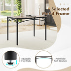 Giantex 43" Dining Table for 2-4, Rectangular Kitchen Table with Faux Marble Tabletop, Sturdy Metal Frame, Adjustable Foot Pads, Dinner Table for Small Space, Dinette, Living Room, Restaurant (Grey)
