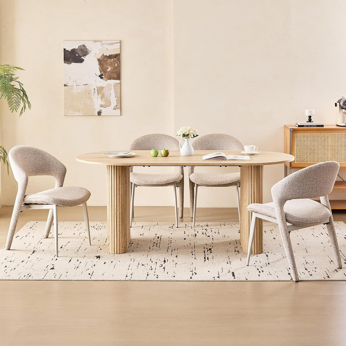 70.9" Large Dining Table for 4-6, Rounded Edges, Fully Assembled Table Base, Modern Wood Kitchen Dinner Table, Easy Setup, Natural