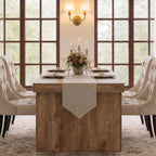 Tribesigns Large Dining Table for 6-8 People, 70.9" Long Wooden Kitchen Dinner Table Farmhouse Modern Style with Arch Design Legs, Rectangle Wooden Dinner Table for Dining Room, Natural Brown