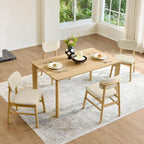 CHITA 59" Mid Century Modern Dining Table for 6, Rectangle Wood Kitchen & Dining Room Table, Solid Rubberwood Frame, Oak Venner