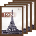 VCK 18x24 Poster Frame Set of 4 - Brown, Gallery-Quality Wood Picture Frames, 1.1-Inch Wide Border, Polished Plexiglass, Vertical or Horizontal Wall Display for Photo/Art/Prints, Brown