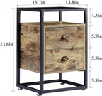 VECELO Bedside End Table, Modern Nightstand with Drawer, Night Stand for Living Room Bedroom, Tempered Glass, Grey