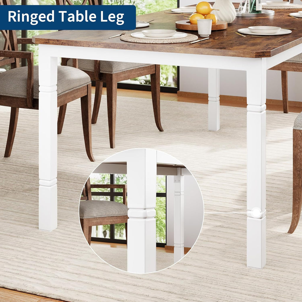 79" Large Industrial Dining Table for 6-8 People Rectangular Wood Kitchen Table with Heavy Duty Metal Legs,Writing Desk, Chamfer Design,for Farmhouse,Kitchen, Dining Room, Living Room