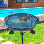 DREAMSOUL Outdoor Garden Bird Bath Metal Bird Baths Cast Iron Birdbath with Metal Stake Tall Bird Bath for Yard Garden Decor