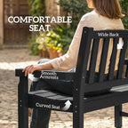Outsunny Outdoor Bench, 49" All-Weather HDPE Garden Bench, 2-Person Patio Loveseat with 528 lbs Capacity, Curved Seat for Backyard, Park, Porch, Lawn, Park, Black