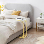 C-Shaped End Table, Small Sofa Table with Metal Frame, Adjustable Height Side Table for Couch, Living Room, Bedroom, Bedside (Gold, Small)