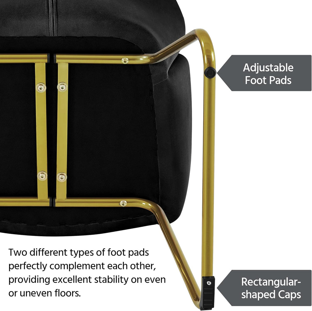 Yaheetech Upholstered Petal Dining Chair, Modern Velvet Bucket Dining Chair with Curved Back and Gold Metal Legs for Dining Room/Kitchen, Black