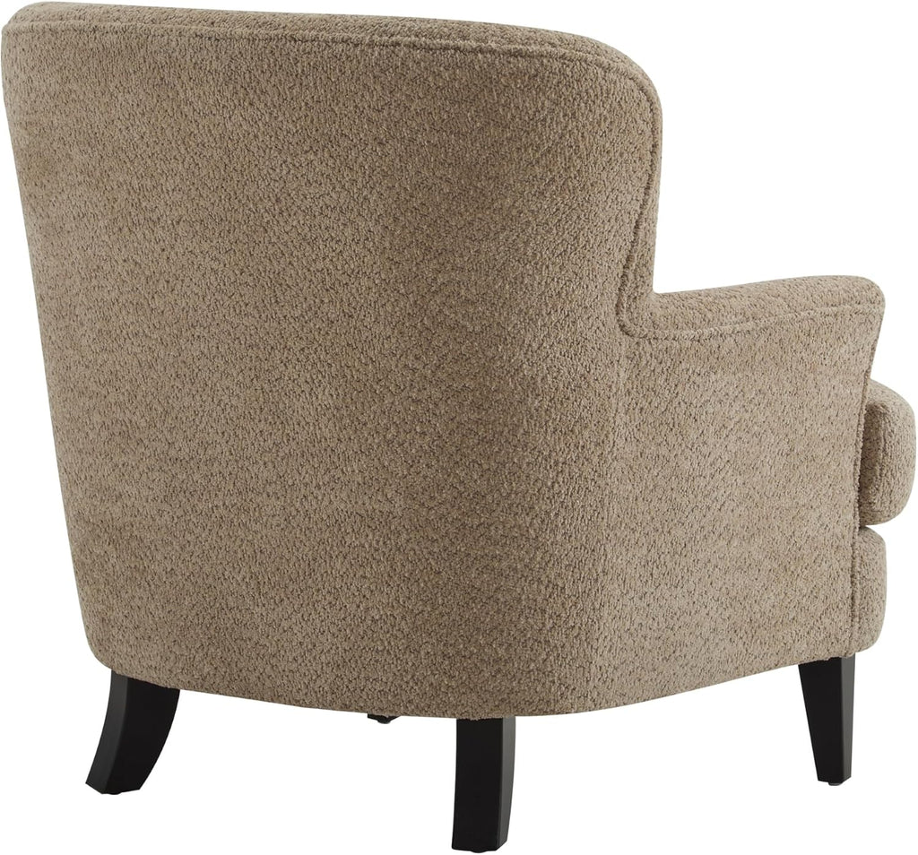 Christopher Knight Home Winnie Accent Chair and Ottoman Set, Living Room/Bedroom Wooden Comfy Reading Chair with Footrest Stool, Boucle Upholstered Wingback Single Sofa, Brown