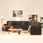 GOSUHI 139" U-Shaped Cloud Couch, Modular Sectional, Deep Seats, Grey | Pocket Spring Cushions, Oversized 7-Seater, Left Facing Chaise, Corduroy Upholstery Couches for Living Room