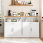 Shintenchi Kitchen Buffet Cabinet with Adjustable Shelf, Modern Kitchen Storage Cabinet,Farmhouse Coffee Bar Cabinet（White）