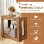 GOFLAME Narrow End Table, Farmhouse Wood Sofa Side Table 2-Tier with Storage Shelf, Arched Rustic Small Accent Tables, Rectangular Compact Night Stand for Living Room, Bedroom, Oak