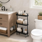 Narrow 3 Tier Rolling Cart, Slim Storage Cart for Bathroom Kitchen