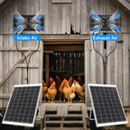 25W Solar Powered Dual Metal Shell Fan Kit, IPX7 Waterproof Monocrystalline Solar Panel Intake Exhaust Fans for Chicken Coops, Greenhouses, Sheds, Dog Houses, and Windows Ventilation and Plug & Play