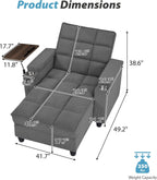 Eafurn Convertible Chaise Lounge Sleeper Chair with Storage and 6-Position Reclining Backrest,Modern Tufted Recliner Lounge Chaise Chair with Swivel Tray Table & USB Port for Living Room