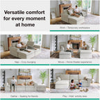 Novilla 108" Modular Sectional Sofa, Modular Sectional Couches for Living Room Bedroom, Chenille Removable Cover Cloud Couch with Smarts Coil® Support L-Shaped Couch(Beige, 3 Seater + 1 Ottoman)