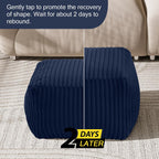 MeMoreCool Square Pouf Ottoman Foot Rest, 15 Inch Faux Fur Pouf, Navy | Fluffy faux fur square floor pouf, foam filled footrest footstool for living room couch or dorm