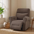 MCombo Compact Wall Hugger Power Recliner Chair for Small Spaces, Dual USB-A/C Ports, Rolled Arm Recliner for Living Room & RV, Fabric PR520 (Dark Brown, Small)