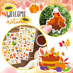 Fall Autumn Adhesive Stickers 990 Counts Woodland Pumpkin Stickers for Birthday Invitations Envelopes Decorations Party Goodie Gifts Bags Decor Water Bottle Decor Stickers