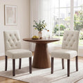 Dining Chairs Set of 2, Parsons Chairs for Small Spaces, Light Beige | Modern Dining Room Chairs with Solid Wooden Legs, Fabric Upholstered Kitchen Chairs for Restaurant & Cafe