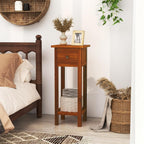 SlickBlue 2-Tier Slim Bedside Table with Drawer and Shelf for Living Room Bedroom